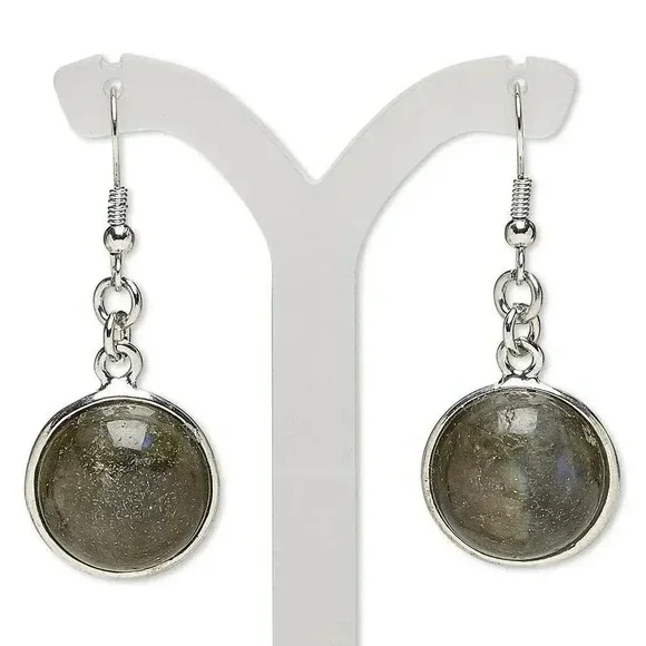 Mid Century Modern Style Antique Silver Hematite Necklace Earrings Jewelry Set - Picture 1 of 1